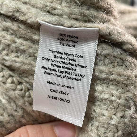 Talbots Shawl Collar Shaker Stitch Pullover Beige V-Neck Long Sleeve Sweater L - Picture 9 of 10